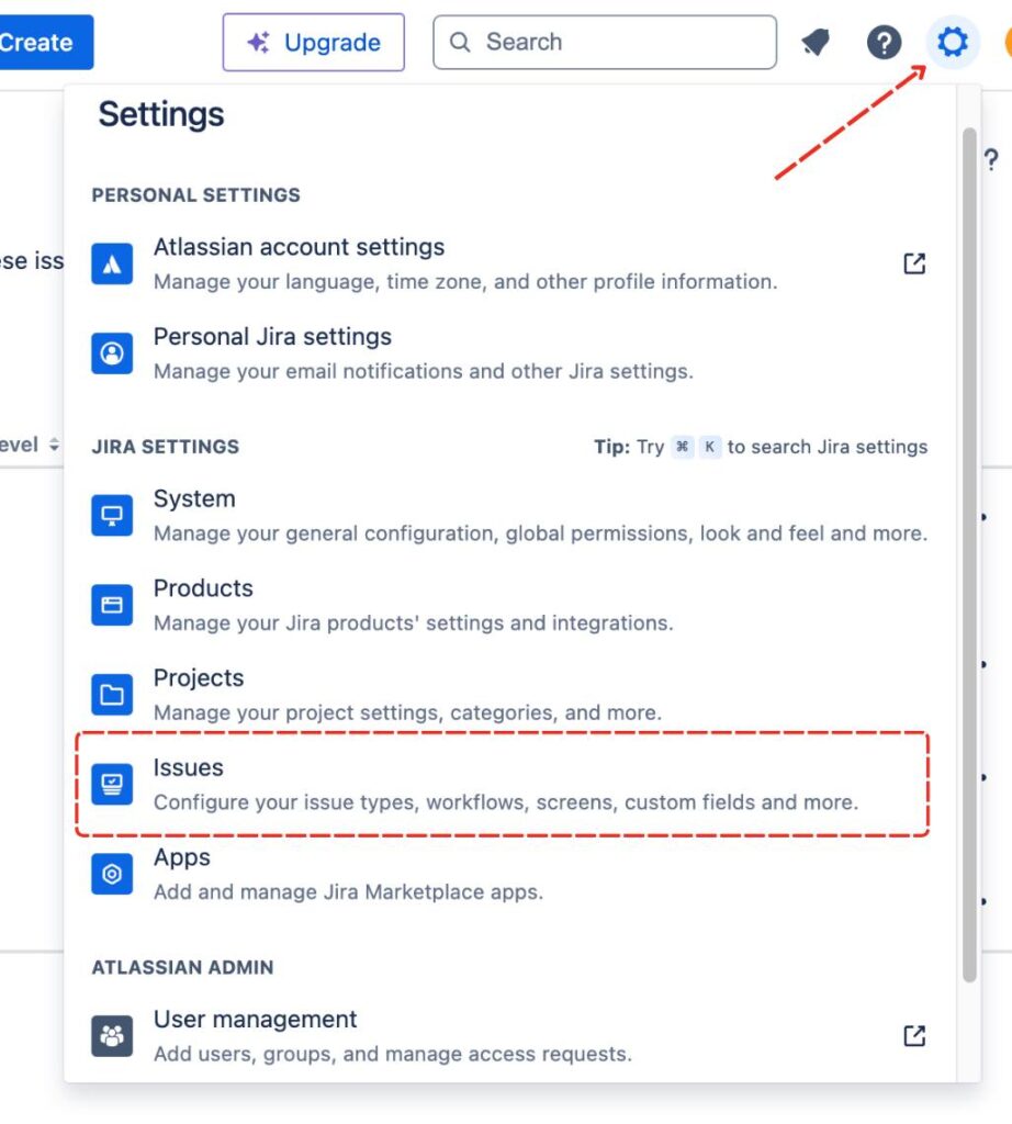 Find issues in the settings
