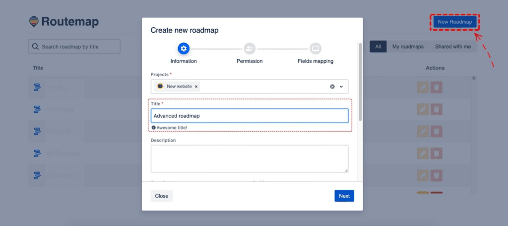 Fill in the information for your Jira advanced roadmaps