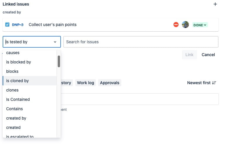 Linking issues in Jira