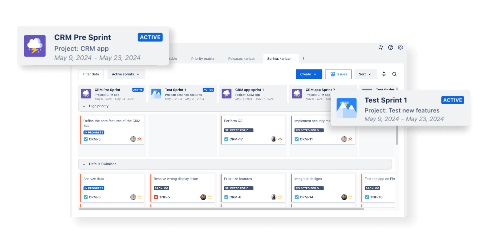 create sprint in kanban board jira